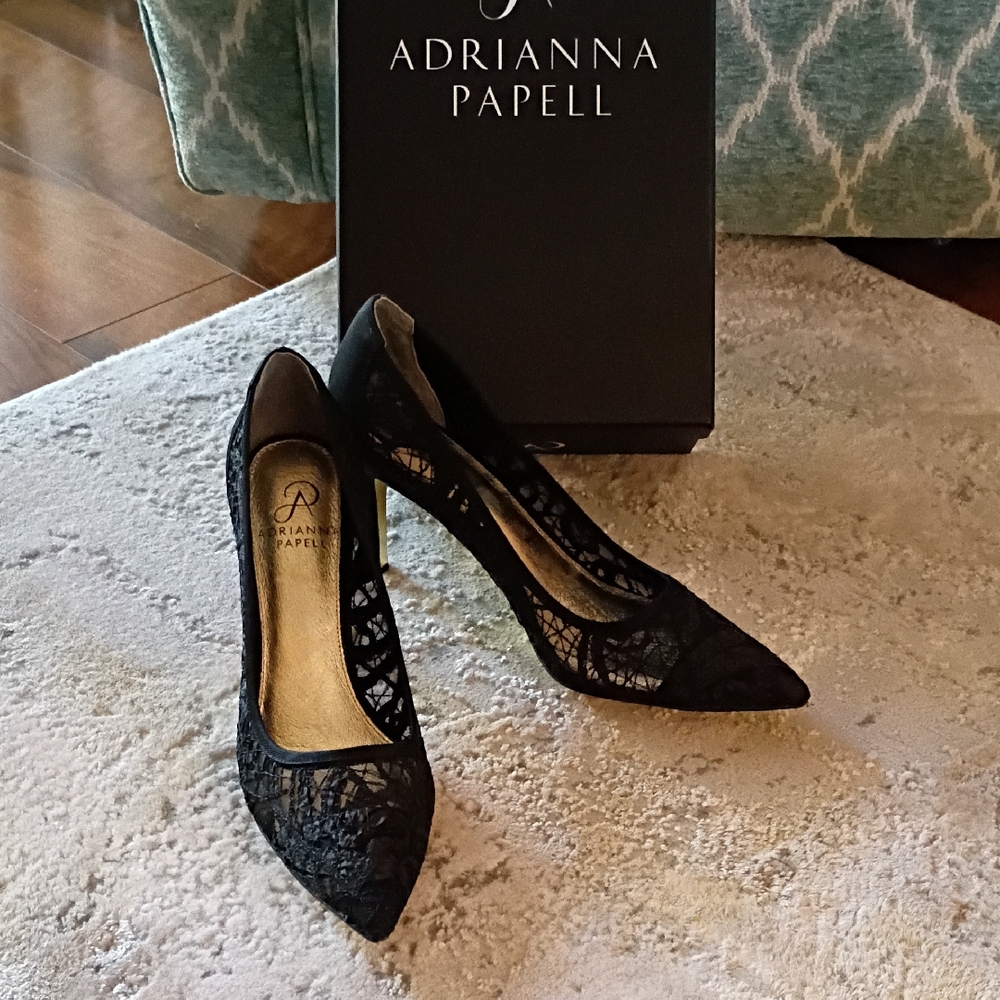 Adrianna Papell Black Lace Heels